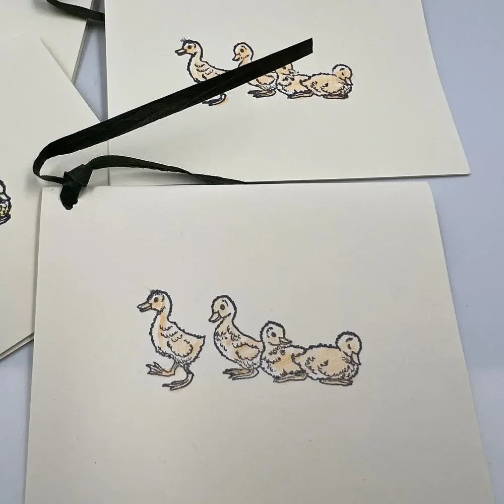 Handmade Card Gift Tags Yellow Ducklings Baby Ducks 12 Pieces Cardstock Blank‎